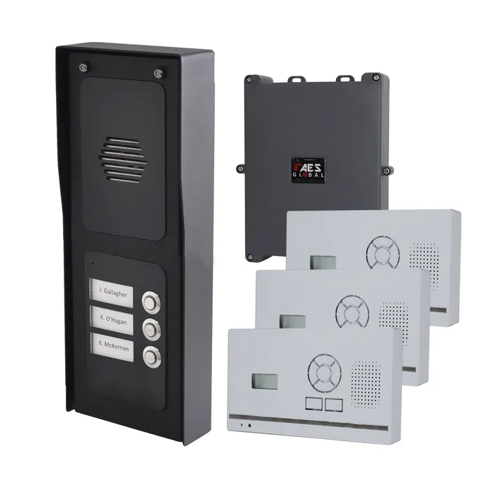 DECT 703 Audio Only Intercom Kit for 3 Apartments, with Handsfree Stations