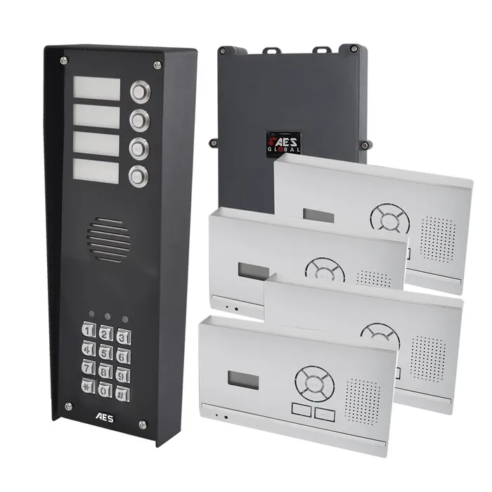DECT 703 Audio Only Intercom Kit for 4 Apartments, with Handsfree Stations