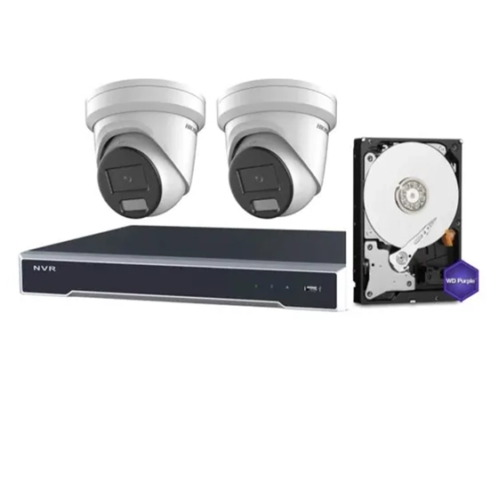 Hikvision 4 Channel 1TB M Series NVR kit with 2x 2387G2H 8MP Hybrid Turrets