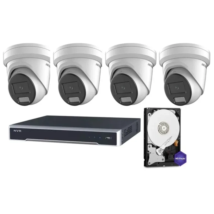 Hikvision 8 Channel 4TB M Series NVR kit with 4x 2387G2H 8MP Hybrid Turrets